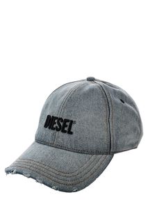 Бейсболка синего цвета из денима Diesel