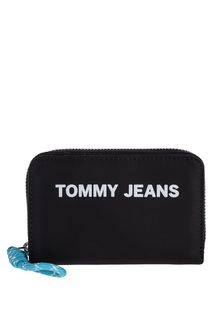 Черный текстильный кошелек с логотипом бренда Tommy Jeans