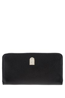 Черный кожаный кошелек на молнии Sleek Furla