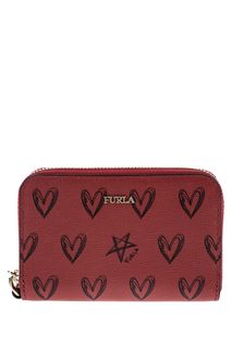 Красный кожаный кошелек с принтом San Valentino Furla