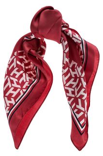 Красный шелковый платок с монограммой бренда Tommy Hilfiger