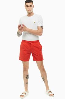 Красные купальные шорты с внутренним карманом Lacoste