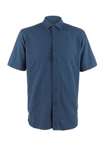 Синяя рубашка из хлопка и льна Conti Uomo
