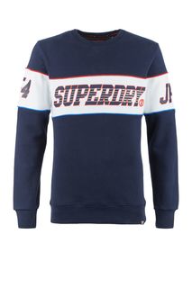 Синий свитшот с логотипом бренда Superdry