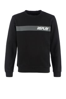 Черный свитшот с логотипом бренда Replay