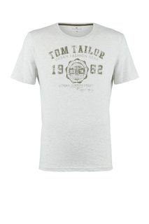 Хлопковая футболка с круглым вырезом Tom Tailor