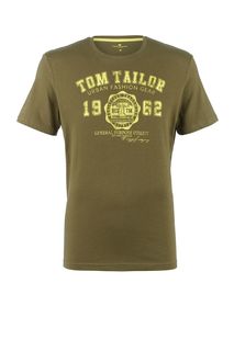 Хлопковая футболка с круглым вырезом Tom Tailor
