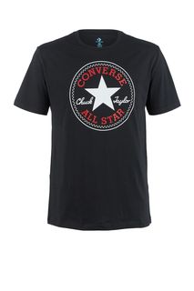 Черная футболка из хлопка с принтом Converse