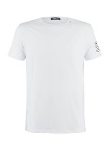 Белая футболка с принтом на рукаве Replay