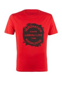 Красная футболка из хлопка с принтом La Biali