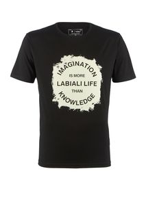 Черная футболка из хлопка с принтом La Biali