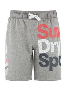 Трикотажные серые шорты с принтом Superdry