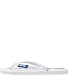 Белые пляжные сланцы с логотипом бренда Diesel