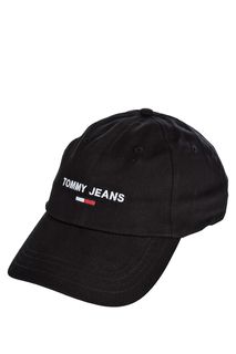 Черная хлопковая бейсболка с вышивкой Tommy Jeans