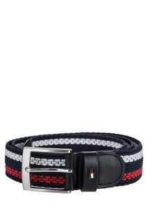 Трехцветный плетеный ремень из текстиля Tommy Hilfiger