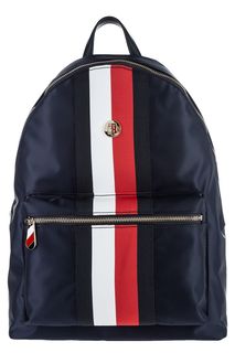 Текстильный синий рюкзак с одним отделом на молнии Tommy Hilfiger