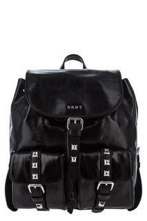 Черный кожаный рюкзак с металлическим декором Dkny