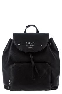 Черный кожаный рюкзак с откидным клапаном Dkny