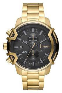 Золотистые часы с кварцевым механизмом Diesel