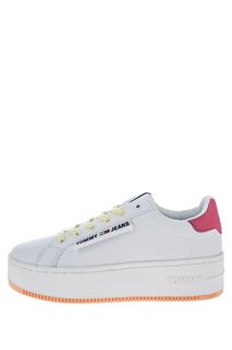 Текстильные белые кеды на платформе Tommy Jeans