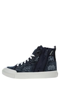 Высокие кеды синего цвета из денима Diesel