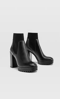 Stradivarius Ботильоны С Эластичными Деталями, Платформой И Рифленой Подошвой Женская Коллекция Черный 36