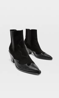 Stradivarius Черные Ботильоны В Ковбойском Стиле Женская Коллекция Черный 41