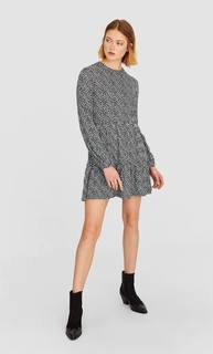 Stradivarius Мини-Платье С Принтом Женская Коллекция Цвет Небеленого Полотна L