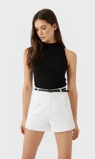 Stradivarius Шорты С Ремнем Женская Коллекция Белый 38