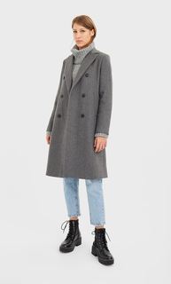 Stradivarius Базовое Пальто Из Драпа Женская Коллекция Темно-Серый Xs