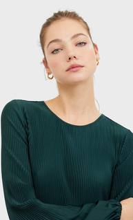 Stradivarius Мини-Платье С Плиссировкой Женская Коллекция Бутылочно-Зеленый M