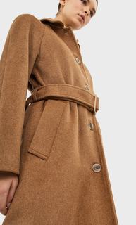 Stradivarius Драповое Пальто С Поясом Женская Коллекция Коричневый S