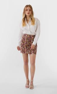 Stradivarius Мини-Юбка Со Сборками Женская Коллекция Multicolor L