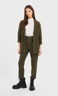 Stradivarius Базовый Пиджак В Полоску Женская Коллекция Хаки Xs