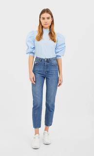 Stradivarius Рубашка Из Поплина Женская Коллекция Небесно-Голубой L