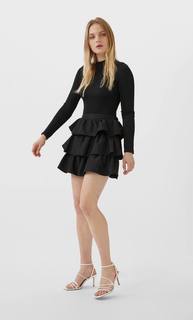 Stradivarius Мини-Юбка С Воланом Женская Коллекция Черный Xs