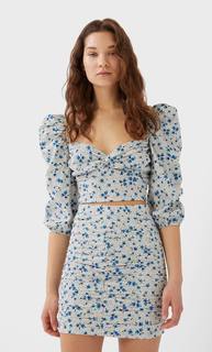 Stradivarius Мини-Юбка С Принтом И Сборками Женская Коллекция Multicolor Xl