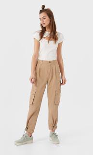 Stradivarius Топ С Вырезом На Груди Женская Коллекция Цвет Небеленого Полотна L