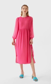 Stradivarius Длинное Платье С Завязками Женская Коллекция Цвет Фуксии S