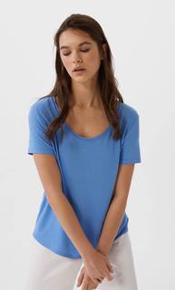 Stradivarius Футболка С Круглым Вырезом Женская Коллекция Синий M
