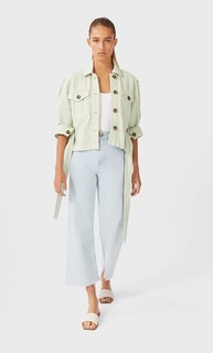 Stradivarius Куртка Из Твила С Поясом Женская Коллекция Пастельно-Зеленый L