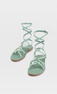Stradivarius Сандалии На Плоской Подошве И С Тиснением Женская Коллекция Multicolor 39