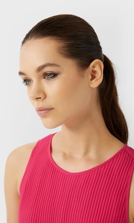 Stradivarius Топ Без Рукавов С Плиссировкой Женская Коллекция Цвет Фуксии M