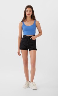 Stradivarius Шорты Mom Fit Облегающего Кроя Женская Коллекция С Эффектом Потертости 40