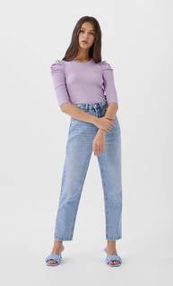 Stradivarius Футболка С Рукавами Со Сборкой Женская Коллекция Multicolor L