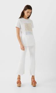Stradivarius Футболка С Принтом Женская Коллекция Белый M