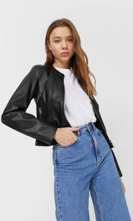 Stradivarius Куртка С Круглым Вырезом Женская Коллекция Черный M