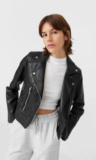 Stradivarius Куртка В Байкерском Стиле Женская Коллекция Черный M