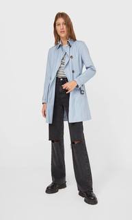 Stradivarius Базовый Тренч Женская Коллекция Небесно-Голубой Xl