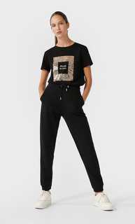 Stradivarius Футболка С Принтом Женская Коллекция Черный S